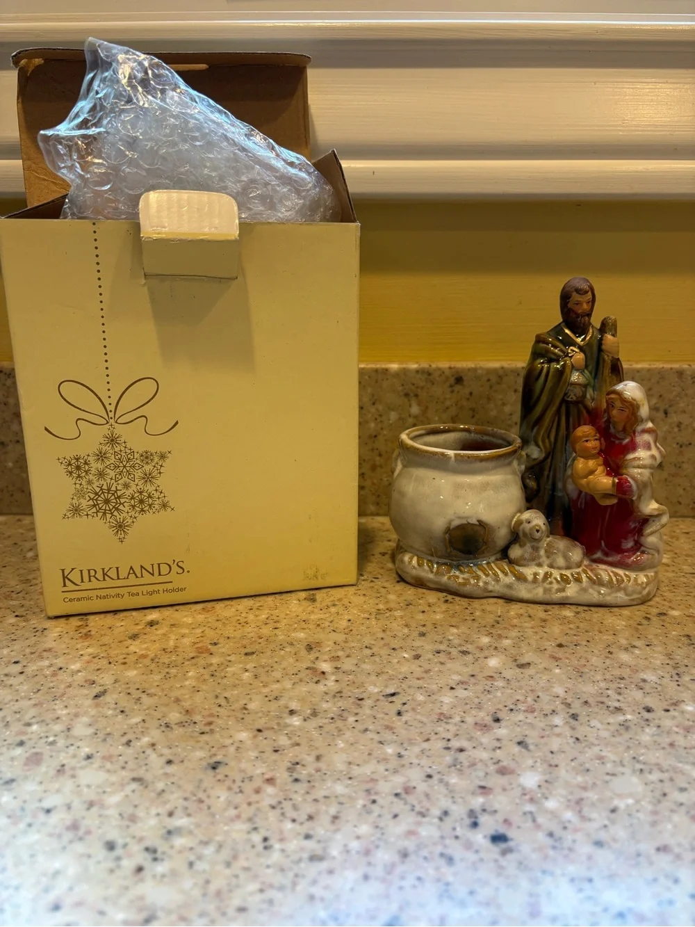 Kirkland's Ceramic Nativity Tea Light Holder